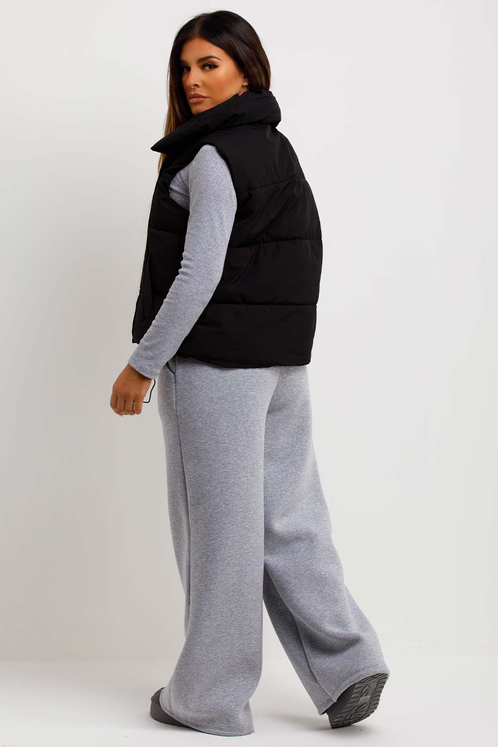 womens puffer padded duvet crop gilet