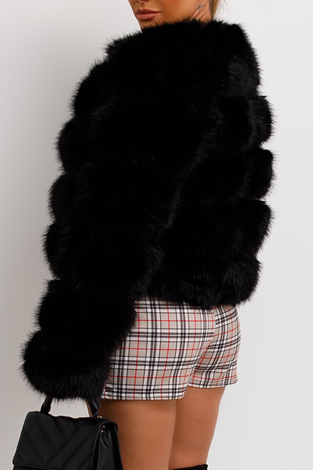 black faux fur coat bubble jacket