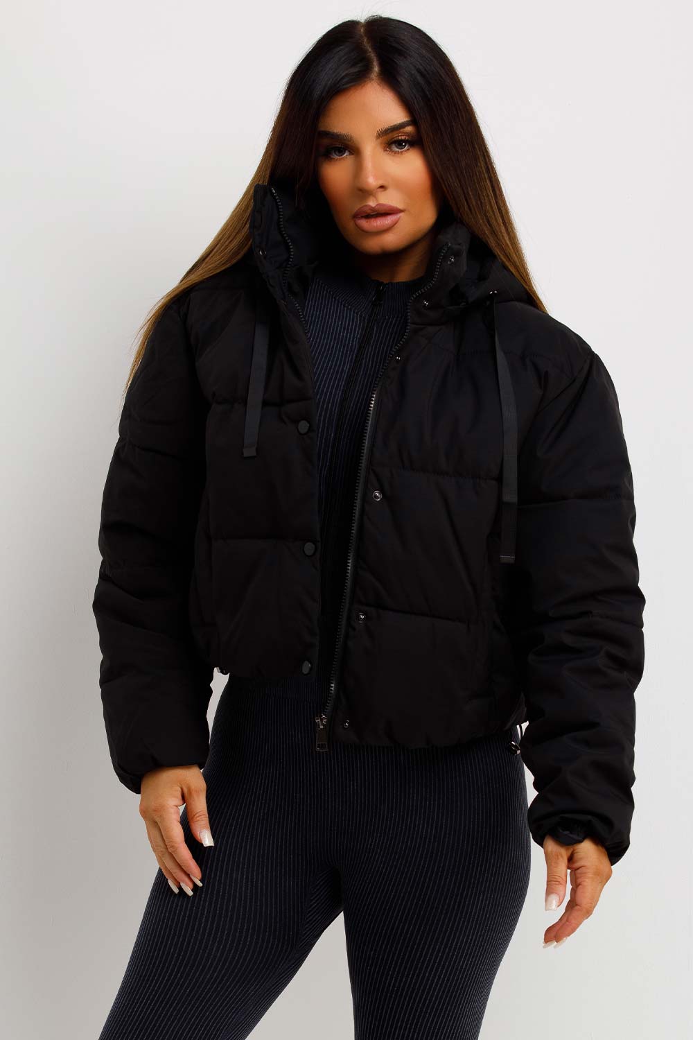 puffer padded jacket with hood womens