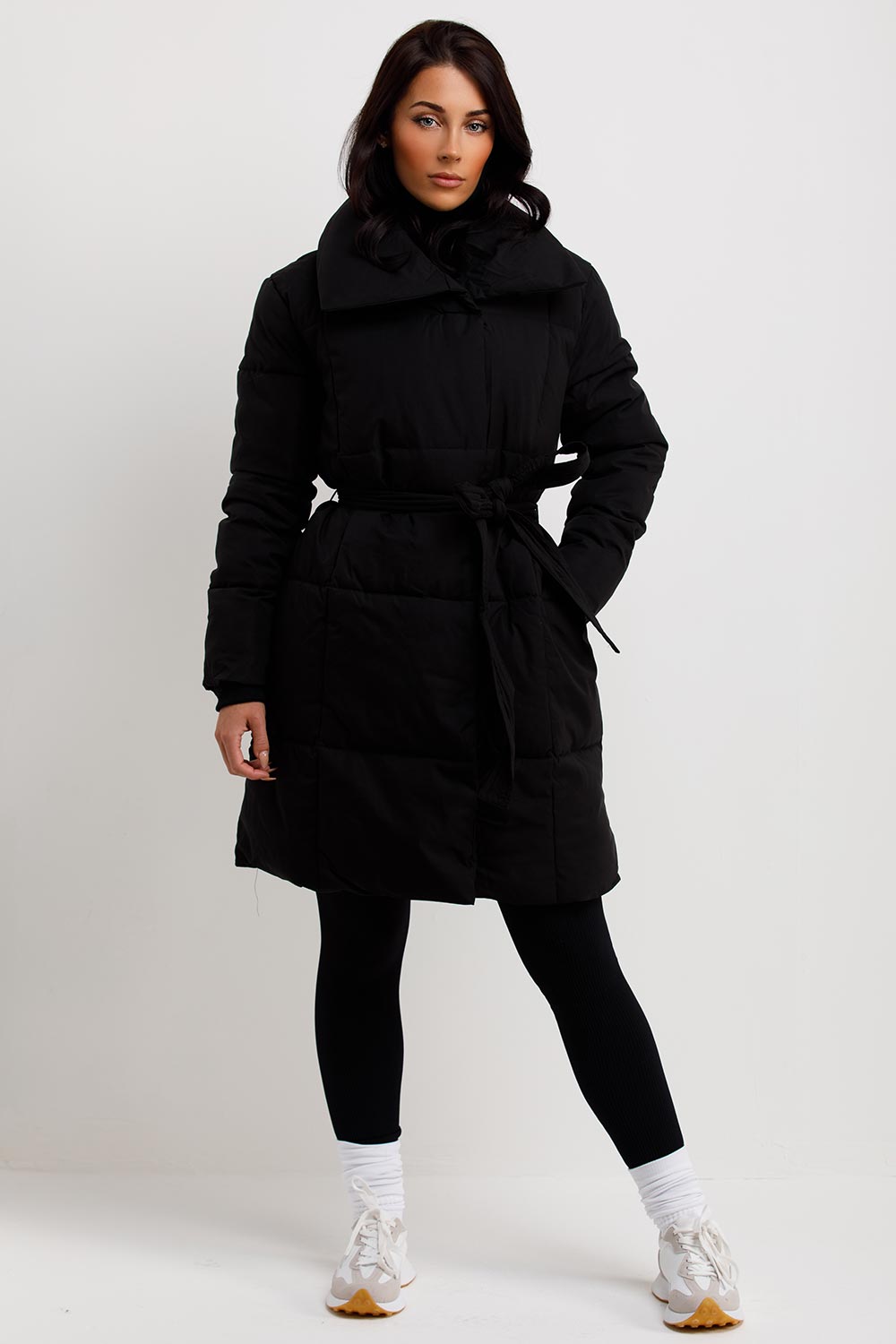 womens padded puffer longline duvet coat