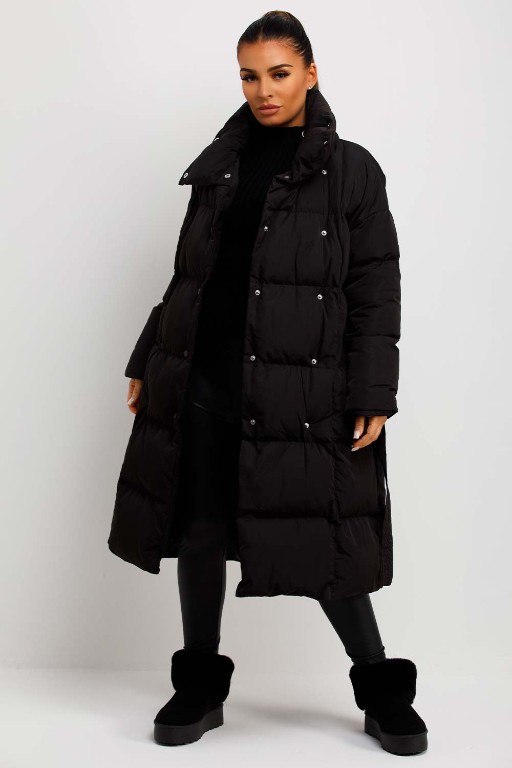 womens long puffer padded duvet coat