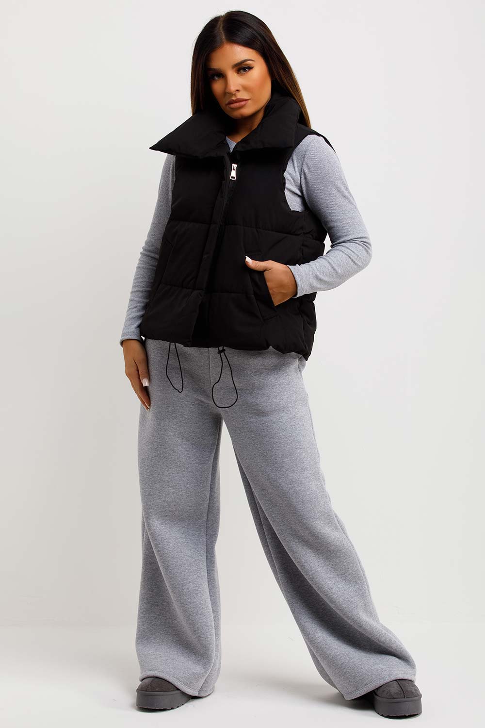 crop puffer duvet gilet