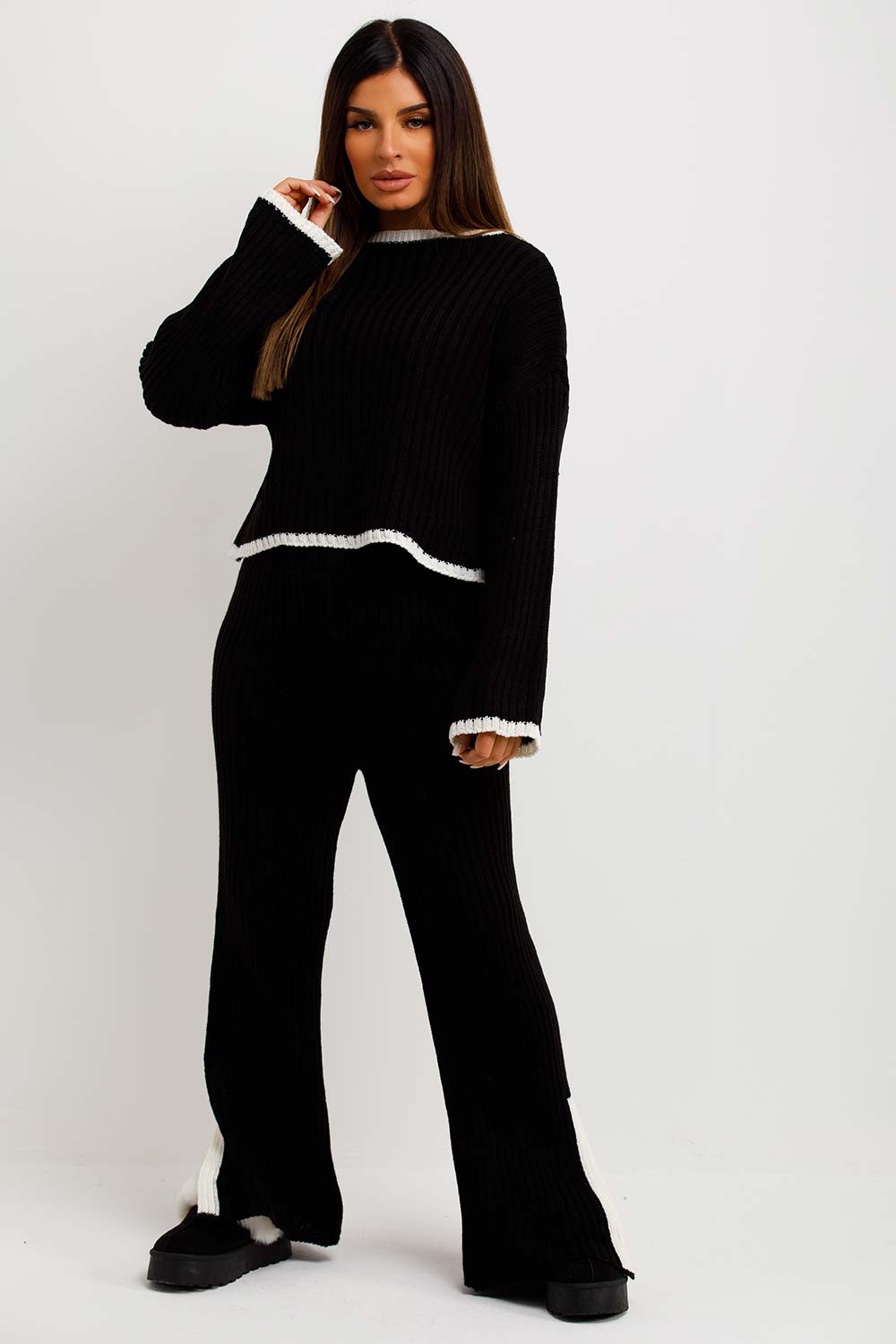 womens knitted loungewear co ord set sale uk