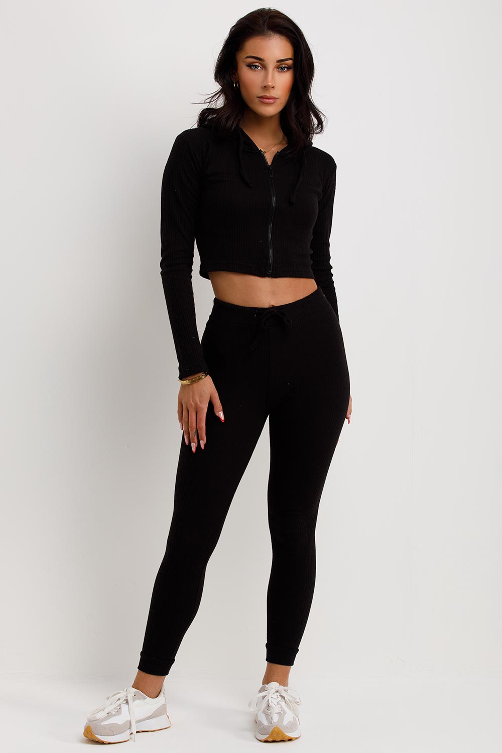 womens rib tracksuit set loungewear co ord