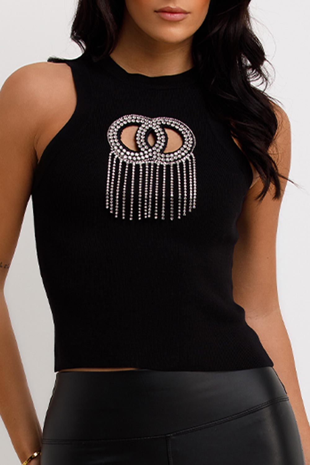 sparkly diamante rings top womens going out christmas party outfit