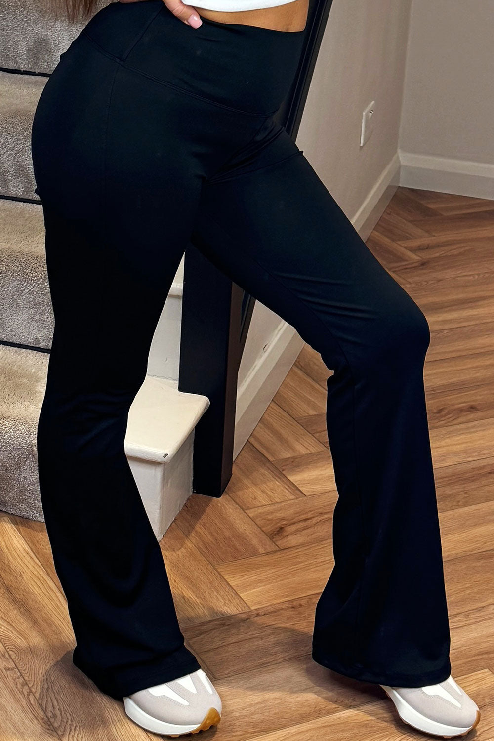 skinny flare leg ruched bum trousers