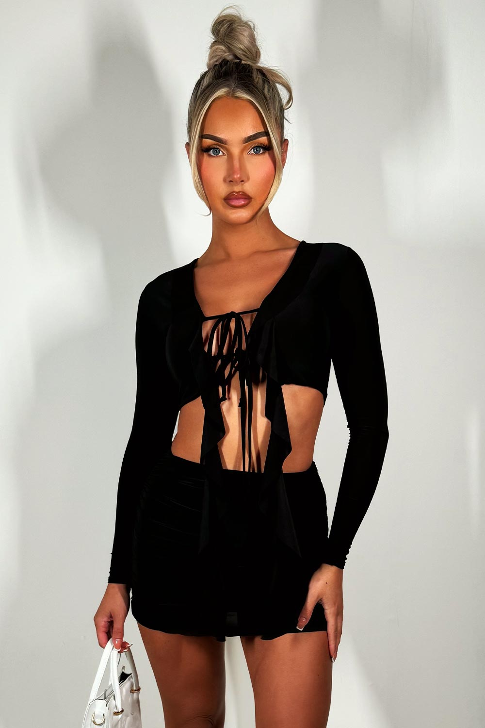 festival skirt and top set black going out holiday outfit