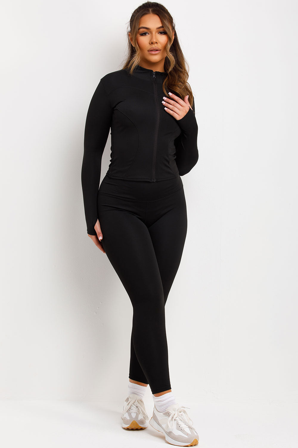 lululemon full zip sports track jacket and seamless leggings two piece co ord set womens uk