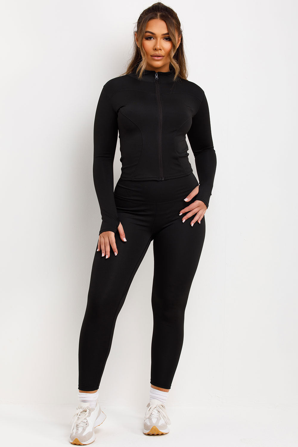 womens lululemon zip up jacket and leggings two piece set co ord