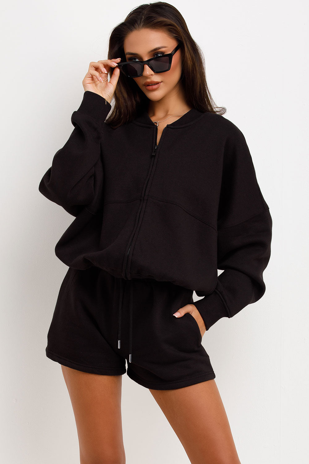 womens zara short tracksuit set airport outfit