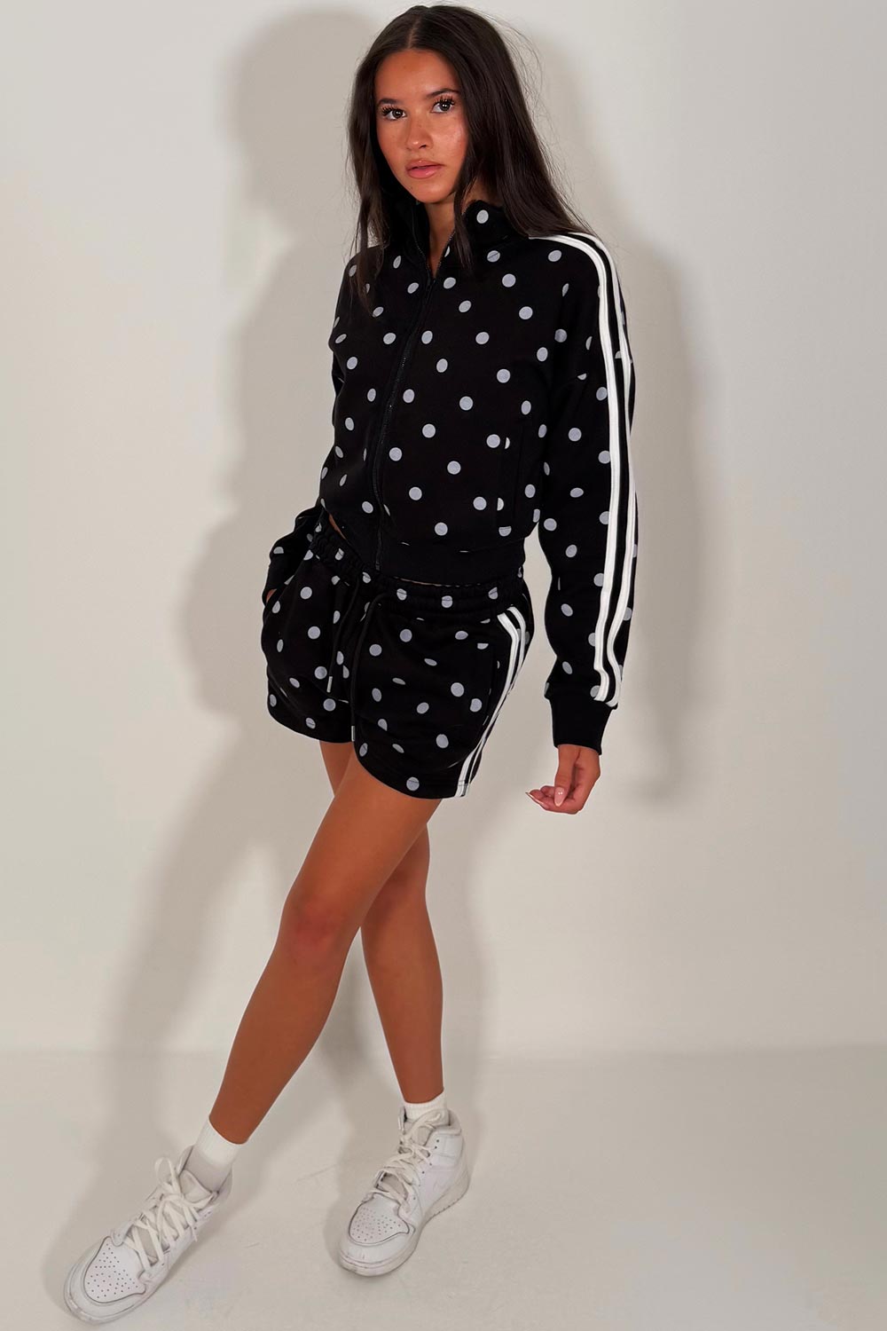 polka dot print short summer tracksuit styledup uk