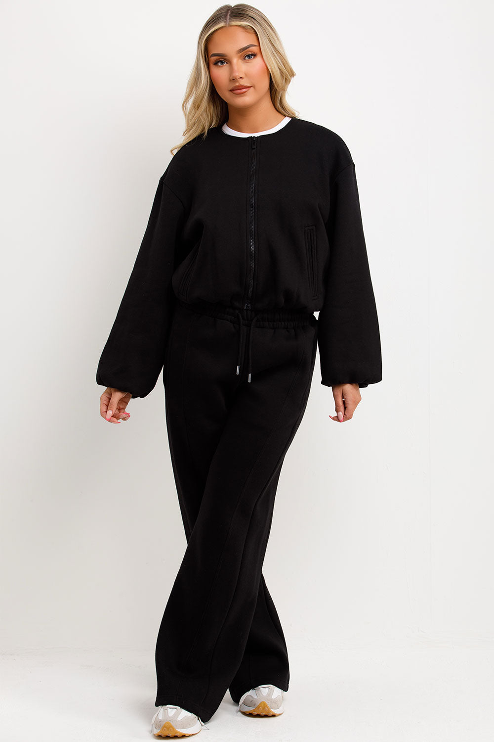 zara soft bomber jacket and joggers loungewear set for womens styledup fashion