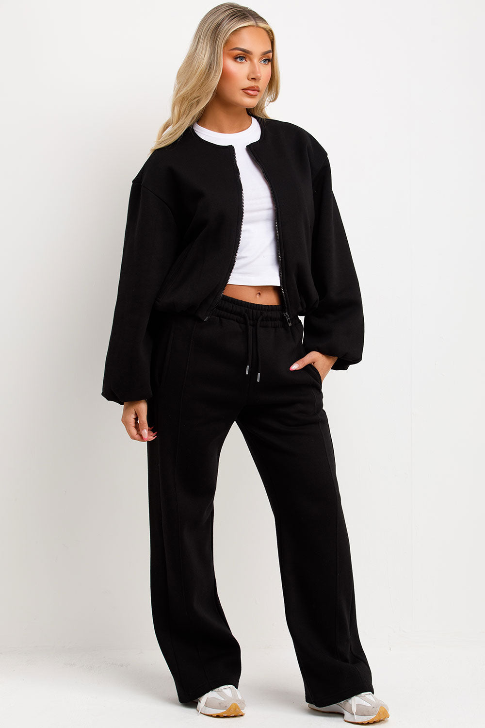 soft bomber jacket and seam detail joggers tracksuit set zara womens