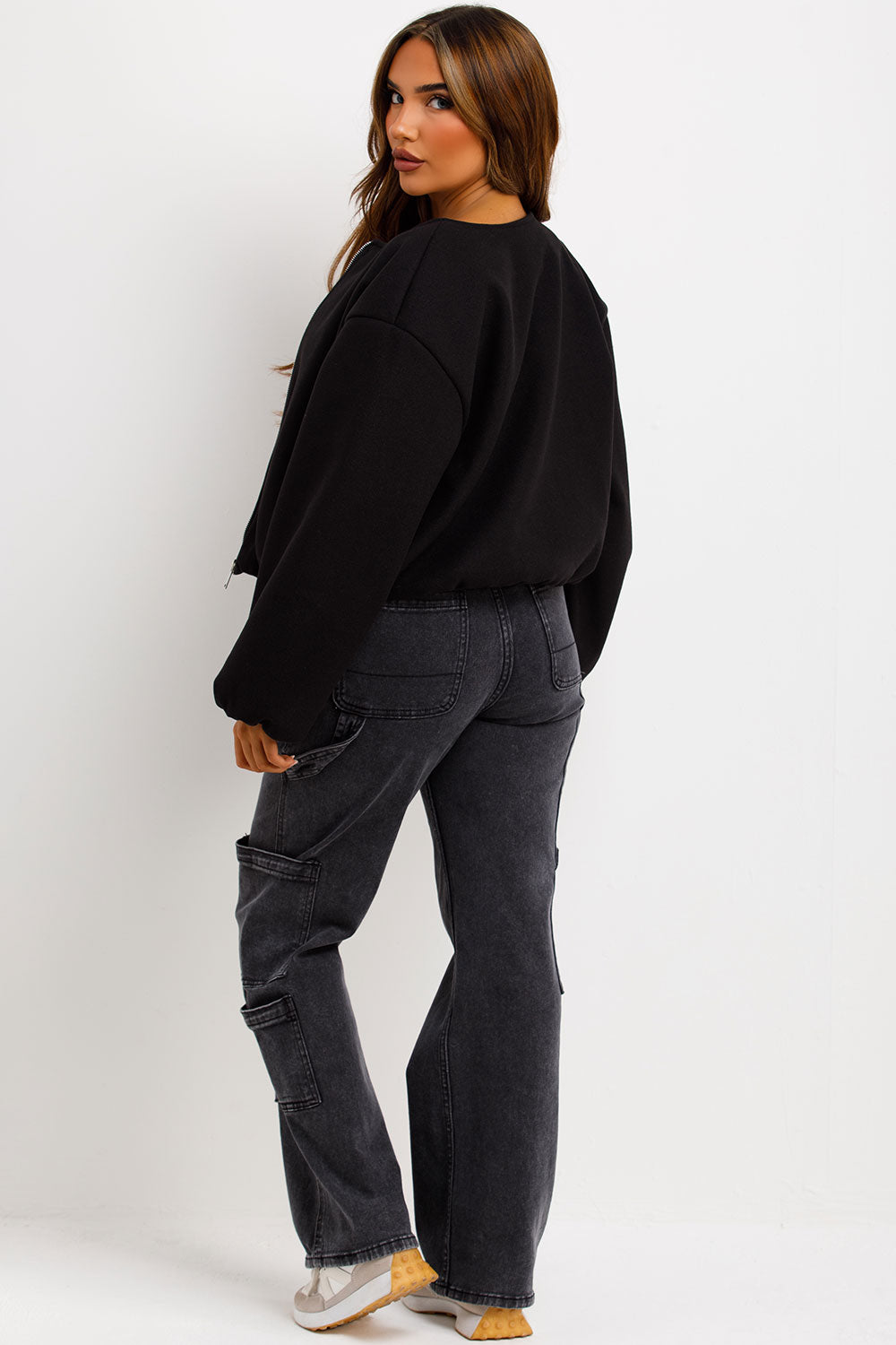 womens bomber jacket with zip and elasticated hem zara uk