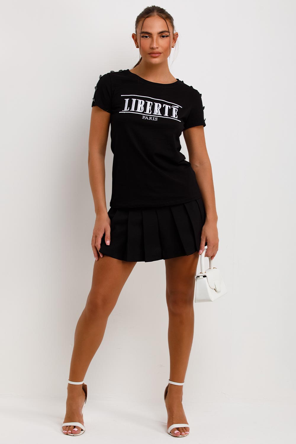 liberte paris t shirt with button shoulders womens