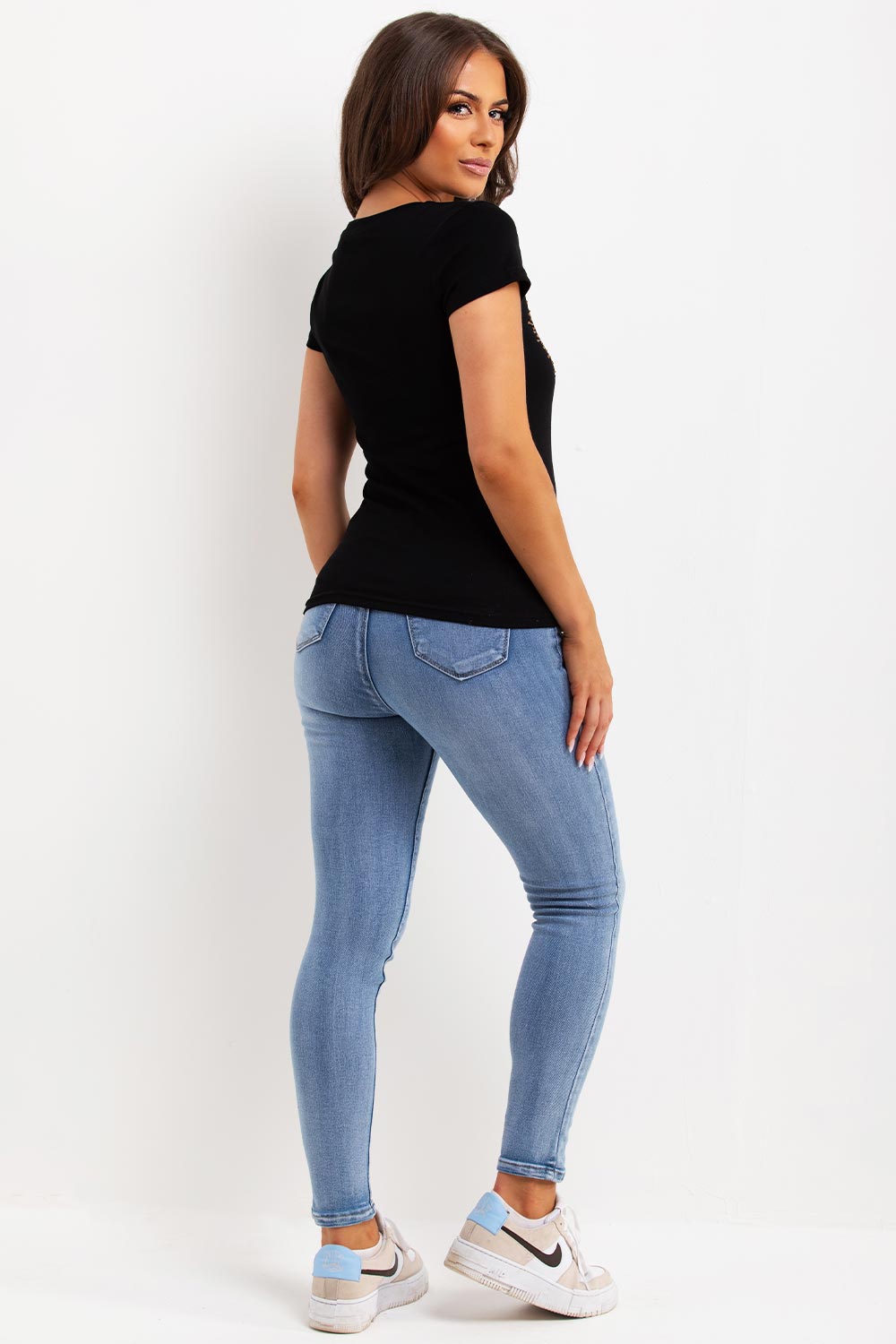 gold sequin t shirt black