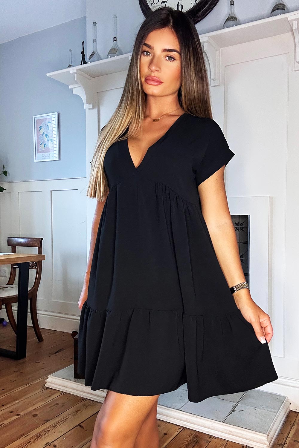 frill tiered smock dress