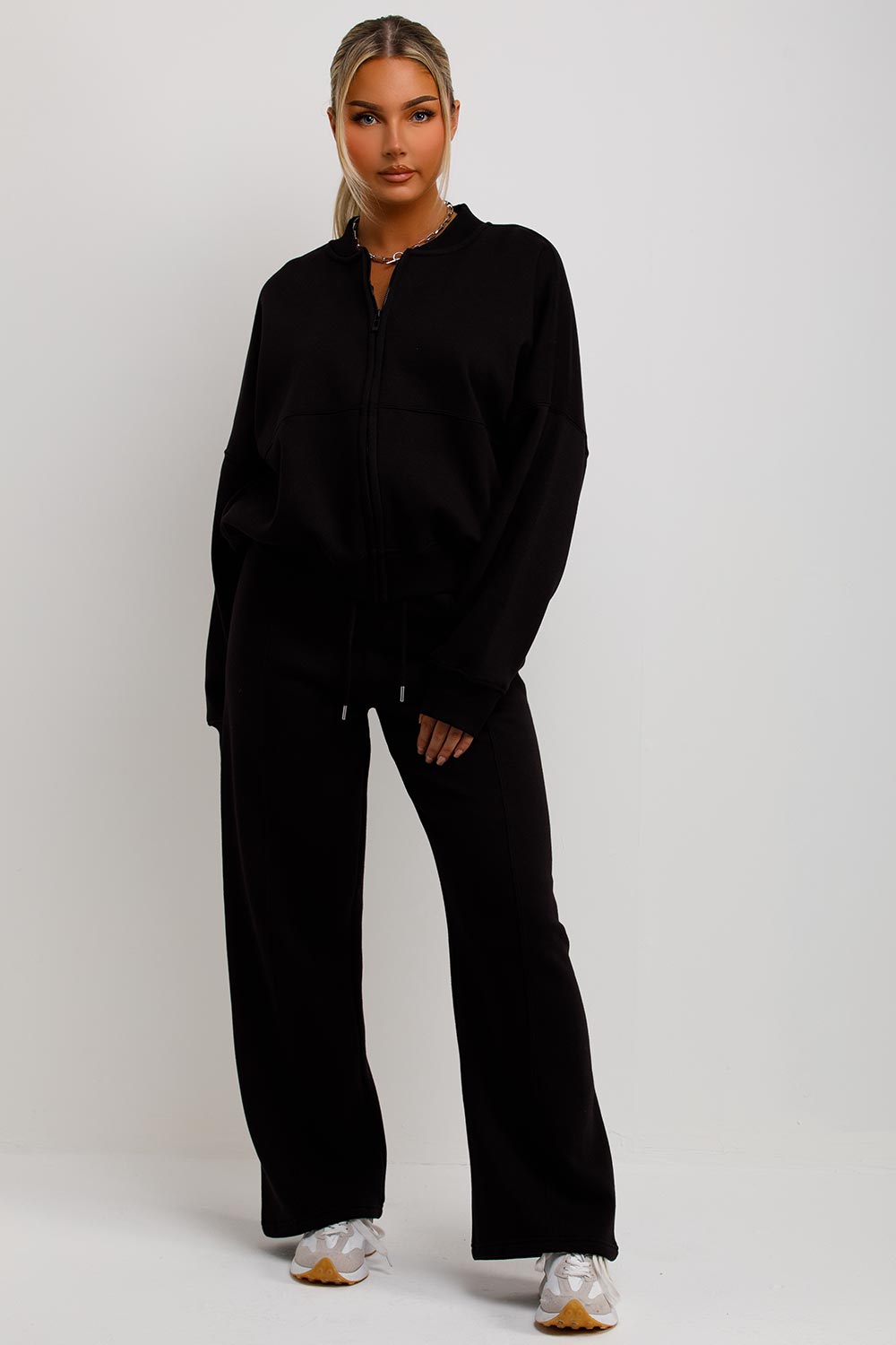 womens zara tracksuit bomber sweatshirt and joggers set