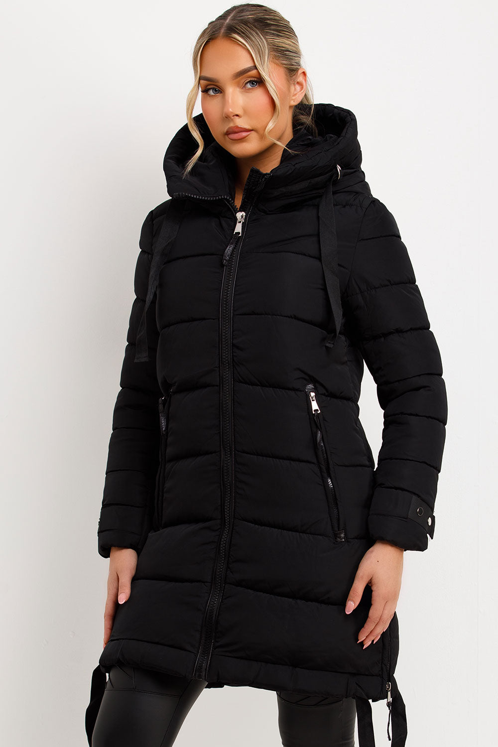 womens longline winter coat with hood