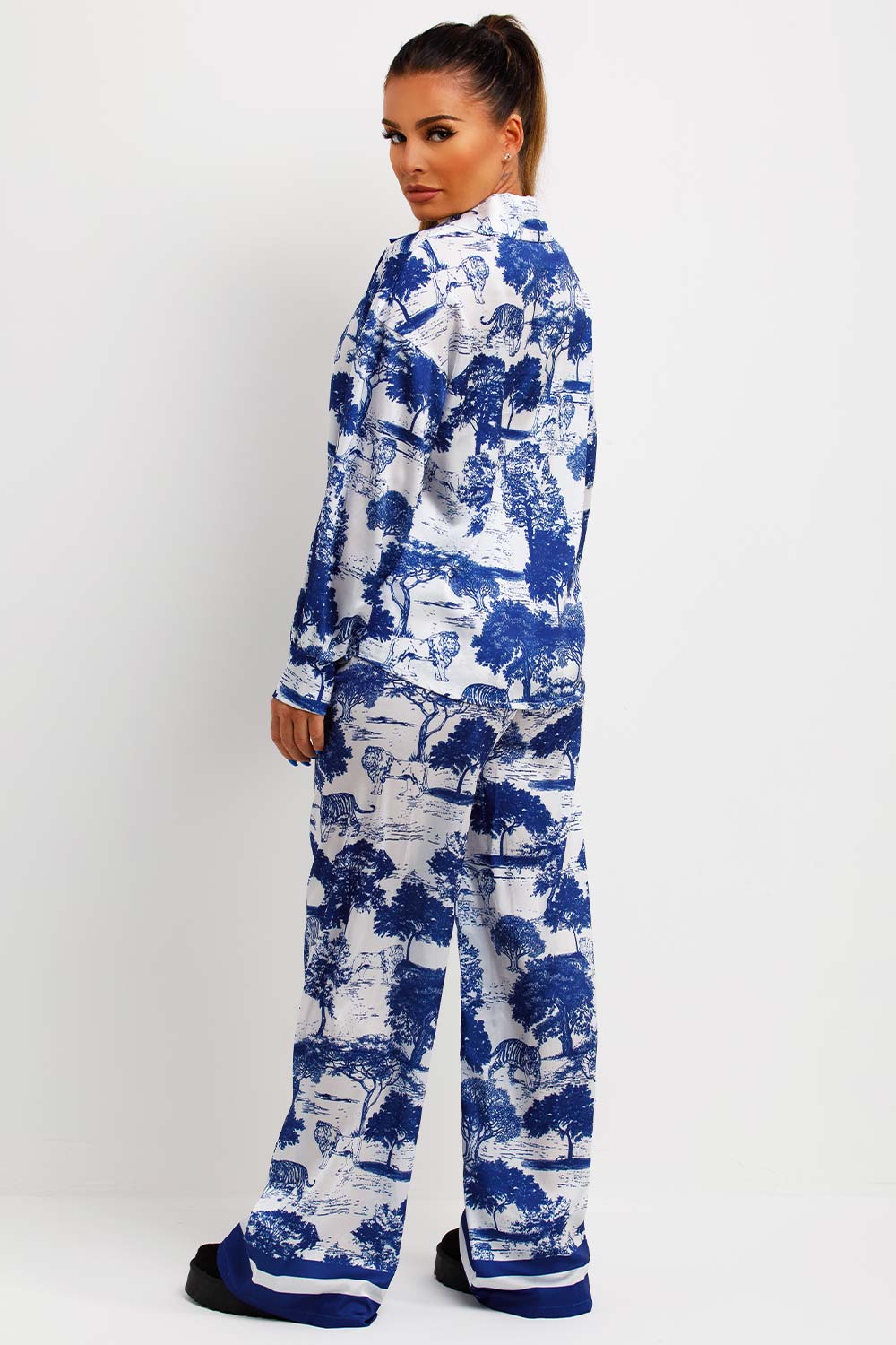 satin shirts and trousers co ord two piece set dior inspired womens