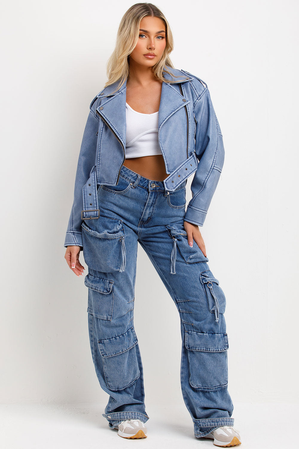 womens zara faux leather jacket with lapel collars