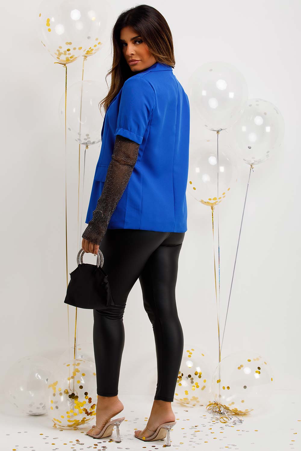 womens blazer jacket with diamante net chainmail sleeve