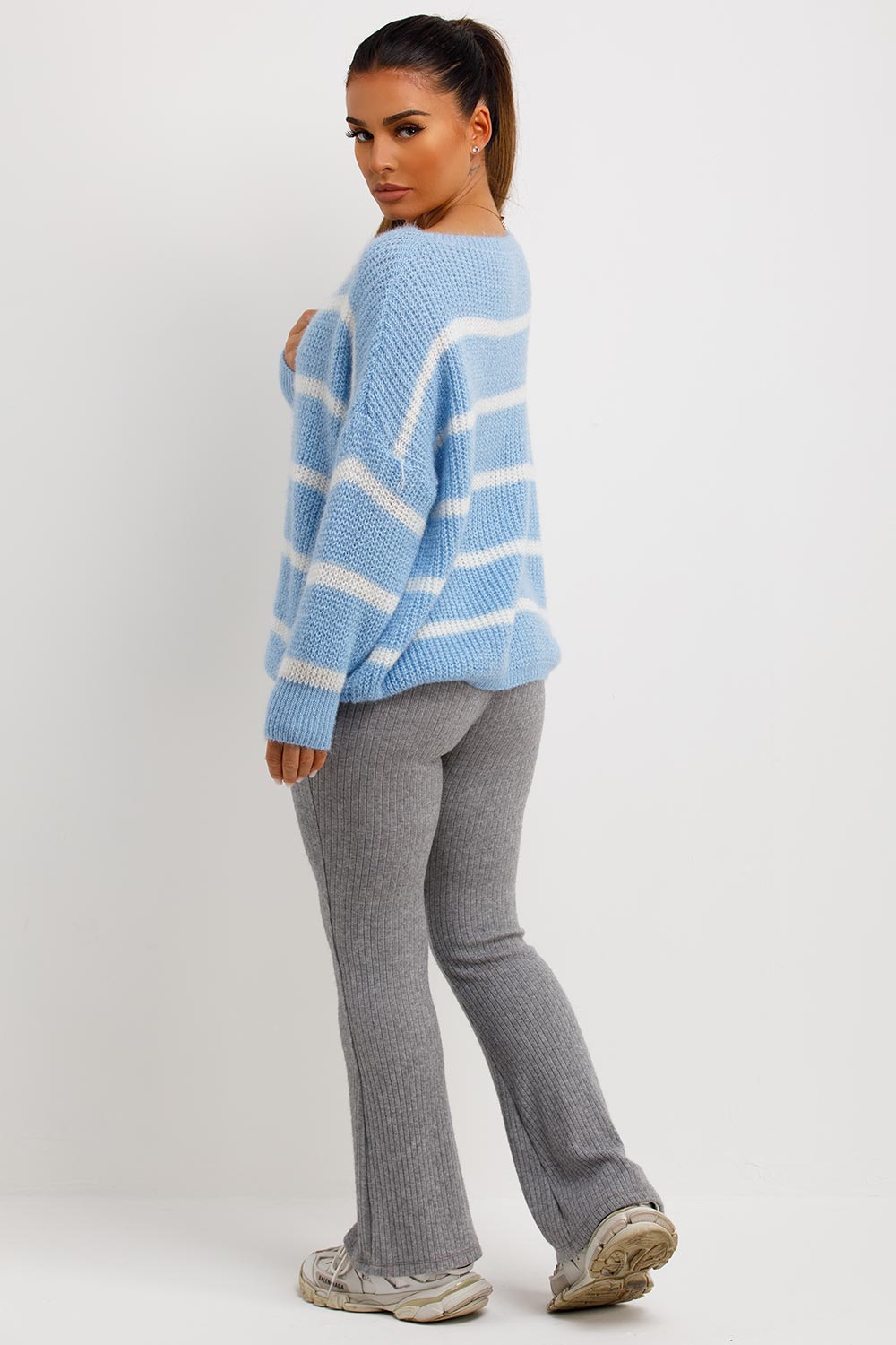 womens knitted oversized jumper with stripes