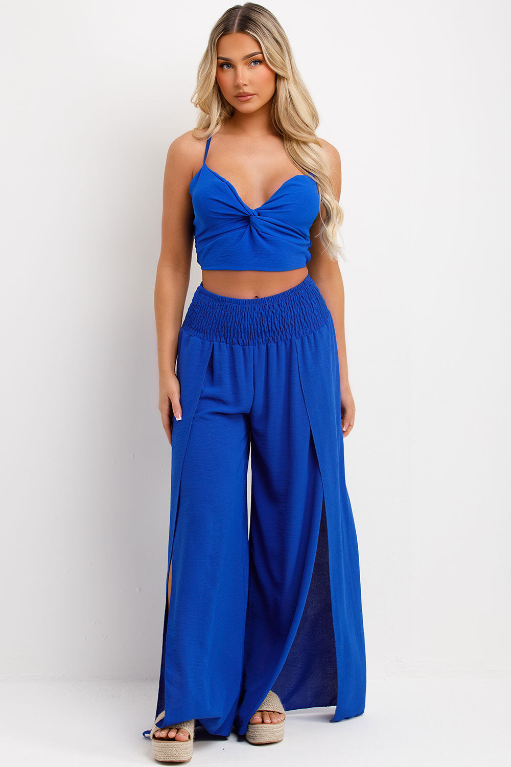 womens wide leg trouser and top co ord set