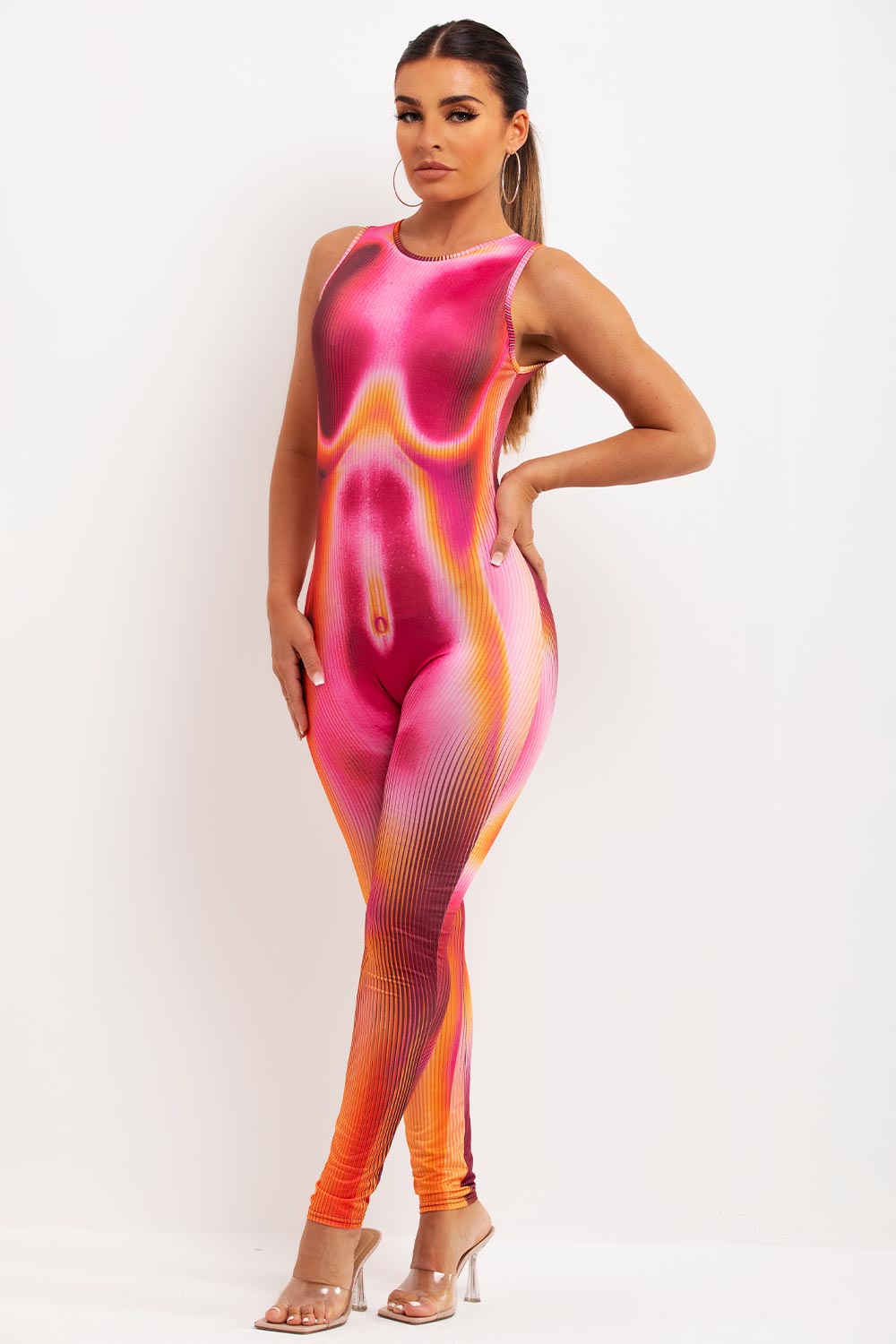 body print sleeveless jumpsuit