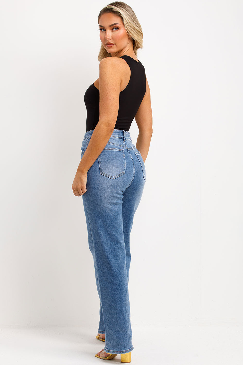 black halter neck gold buckle bodysuit top going out christmas party outfit