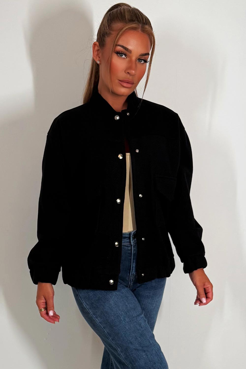 zara womens bomber jacket with pockets styledup