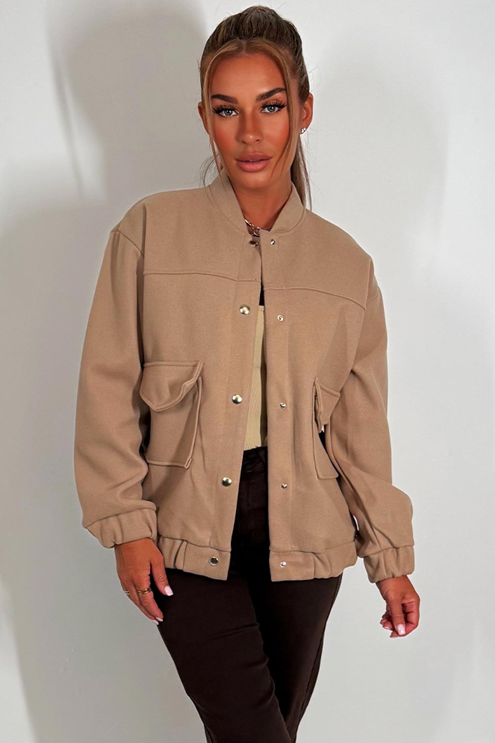 zara womens soft bomber jacket with pockets