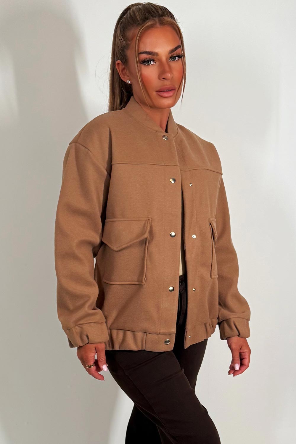 womens zara soft bomber jacket with pockets styledup