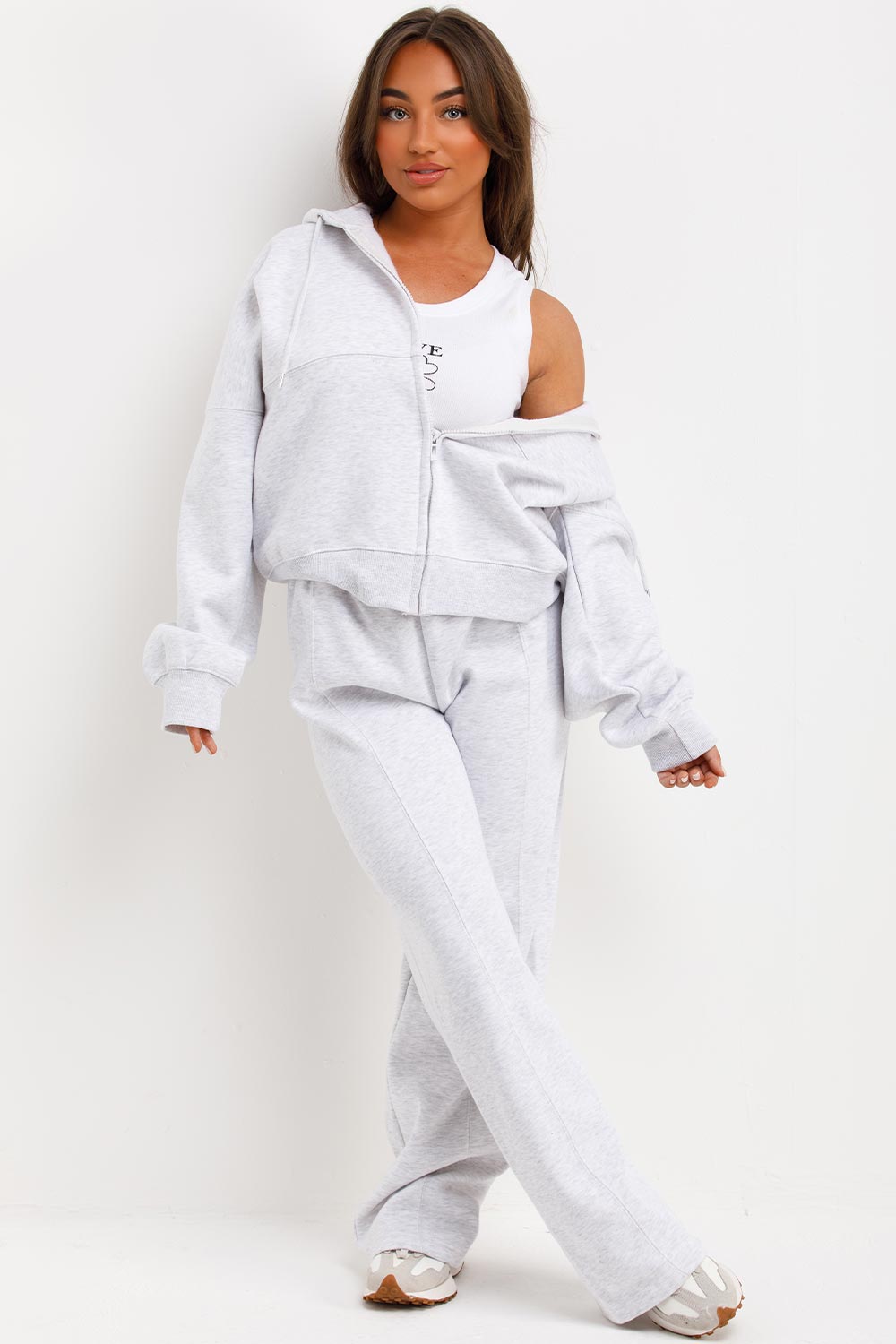 zara womens bomber sweatshirt with hood and wide leg joggers tracksuit set loungewear
