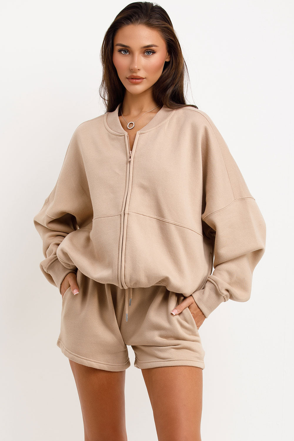 zara womens short tracksuit bomber jacket and short set