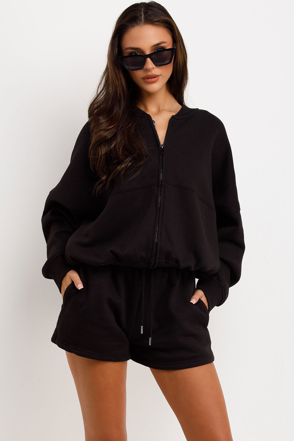 womens short tracksuit zara bomber jacket and shorts set