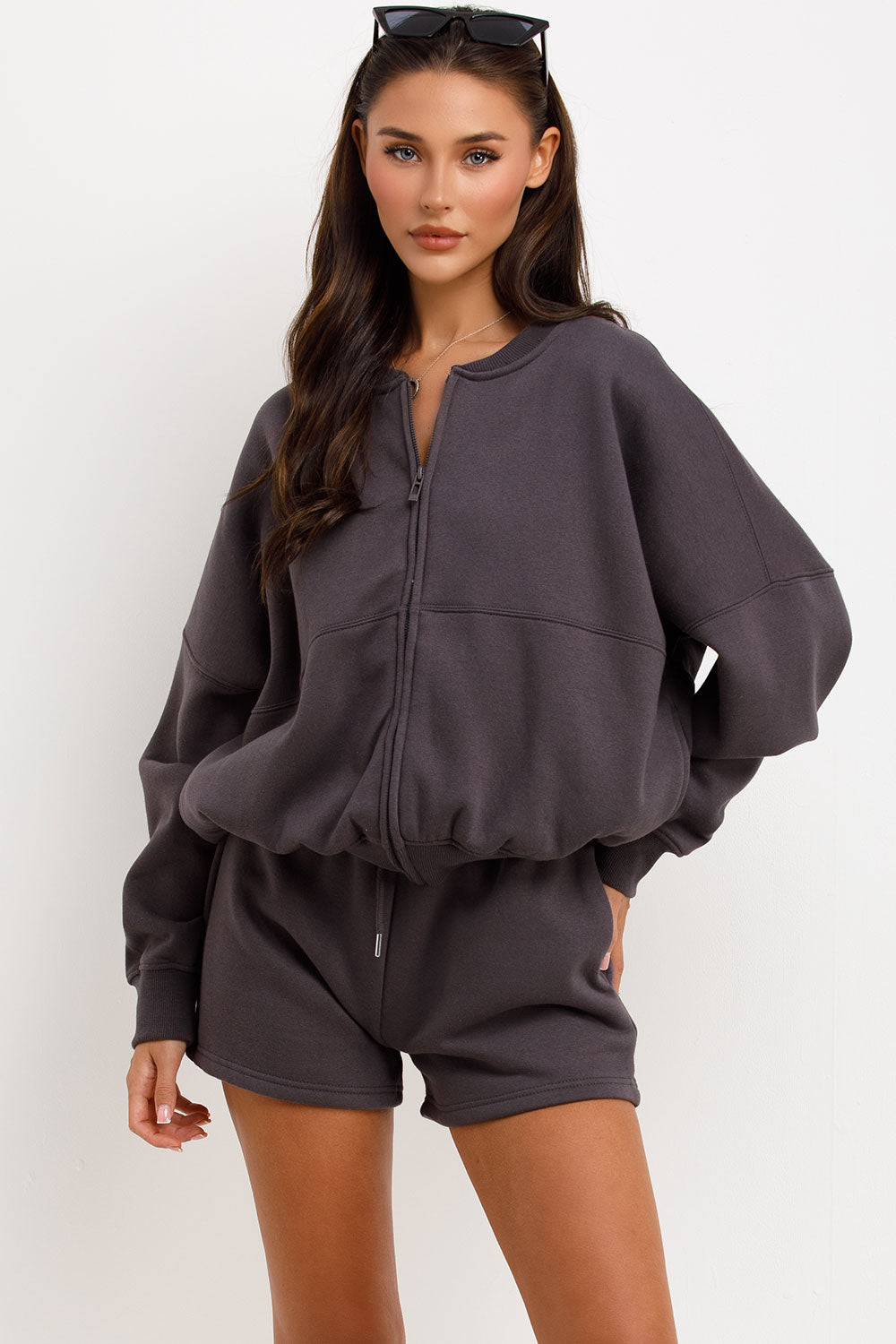 womens short tracksuit bomber jacket airport outfit uk