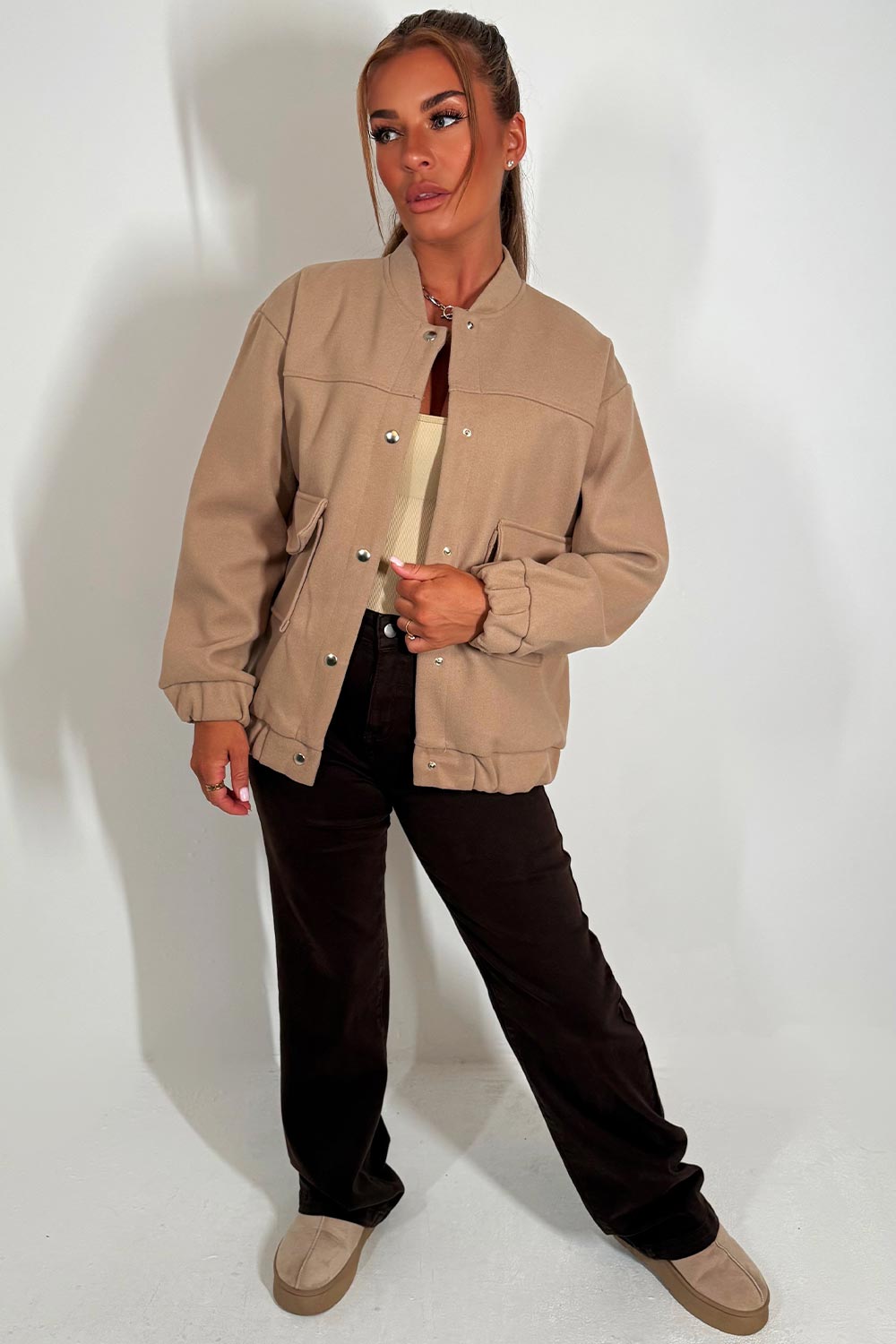 zara womens bomber jacket with pockets styledup