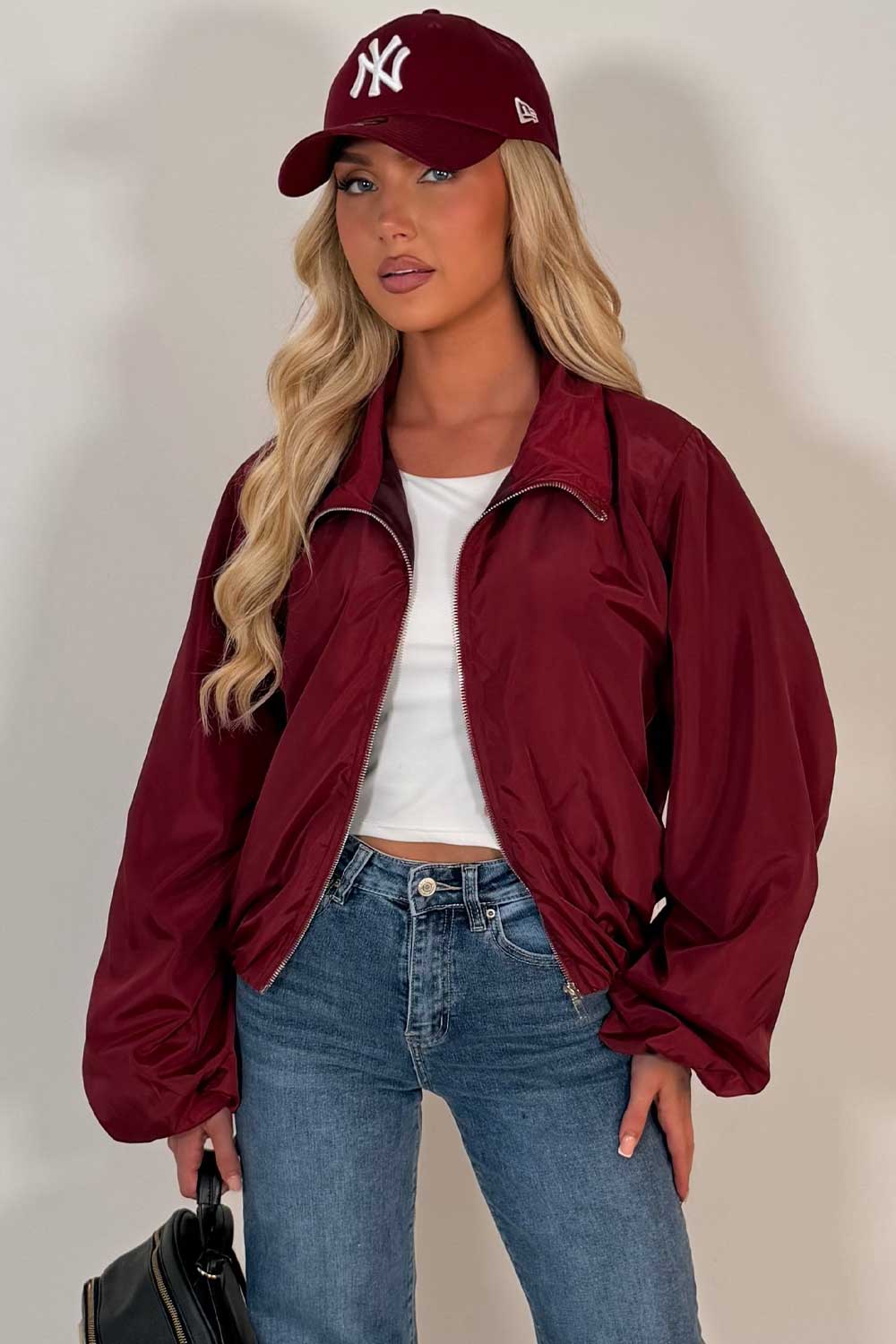 womens burgundy wind breaker uk