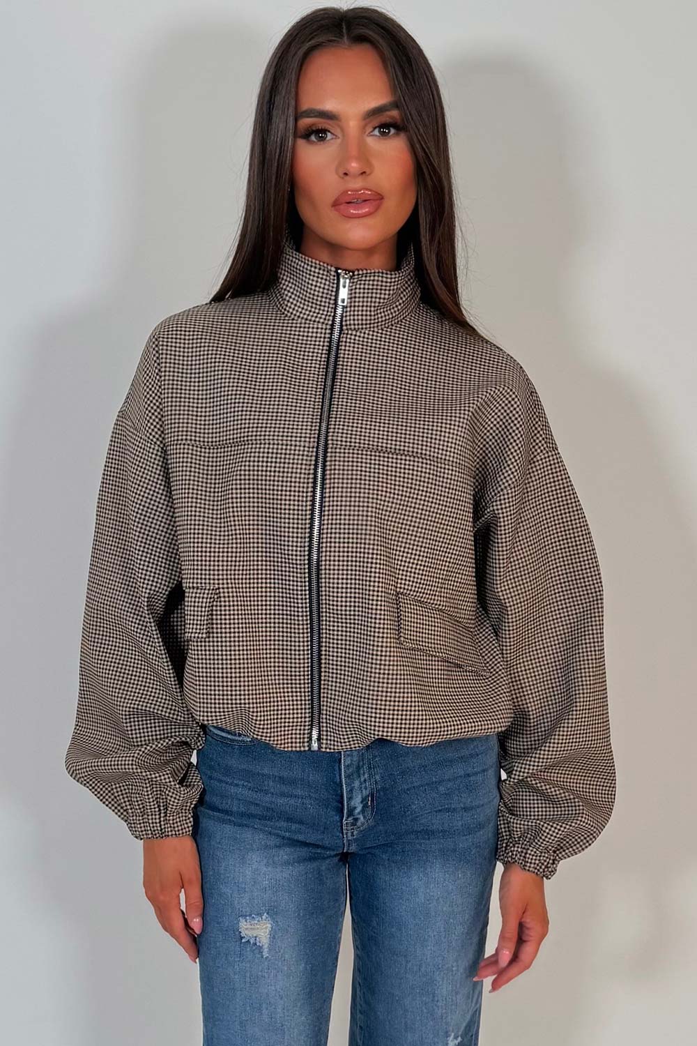 bomber jacket checked uk