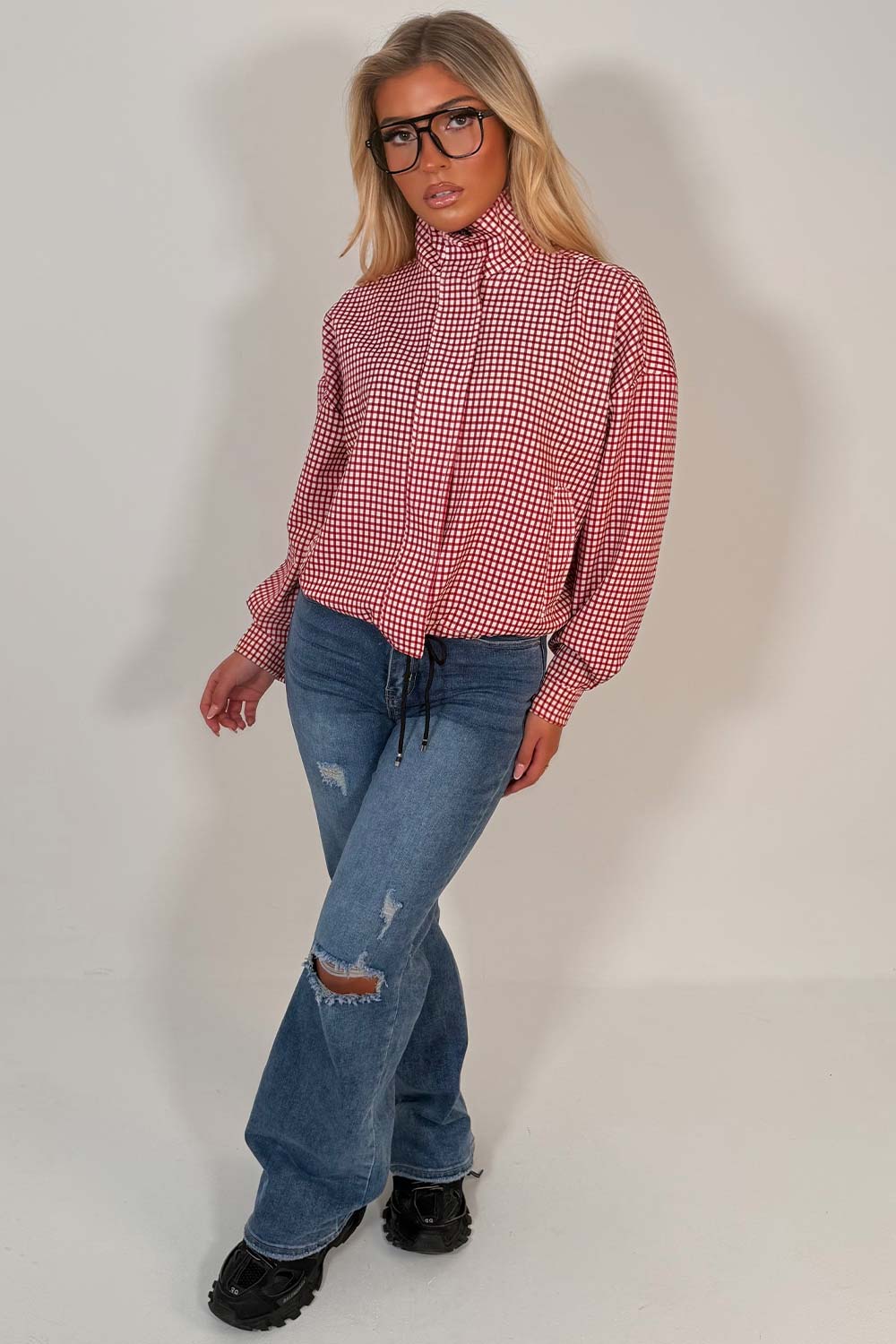 womens festival windbreaker checked jacket styledup uk