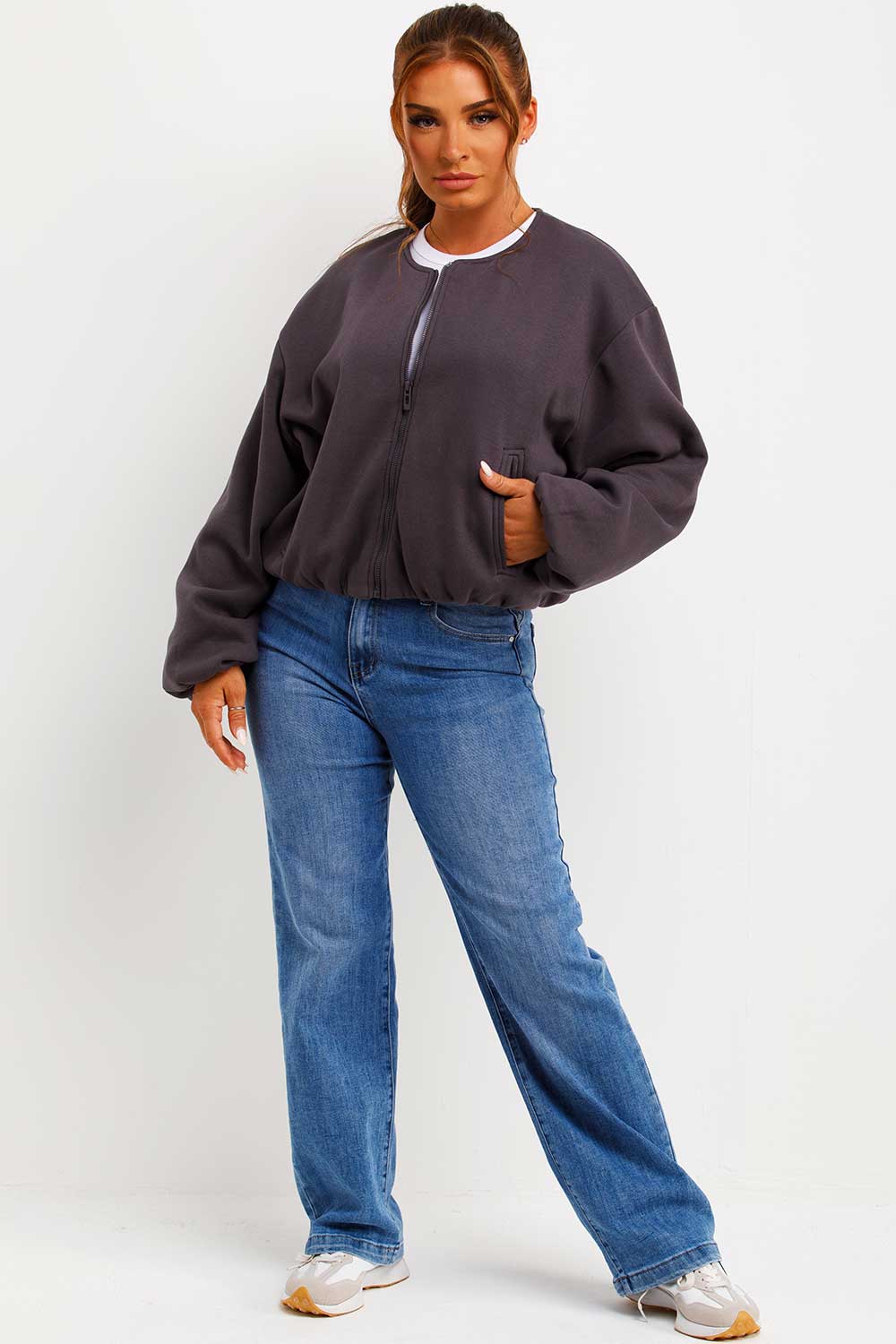 zara womens soft bomber jacket with zip and elasticated hem