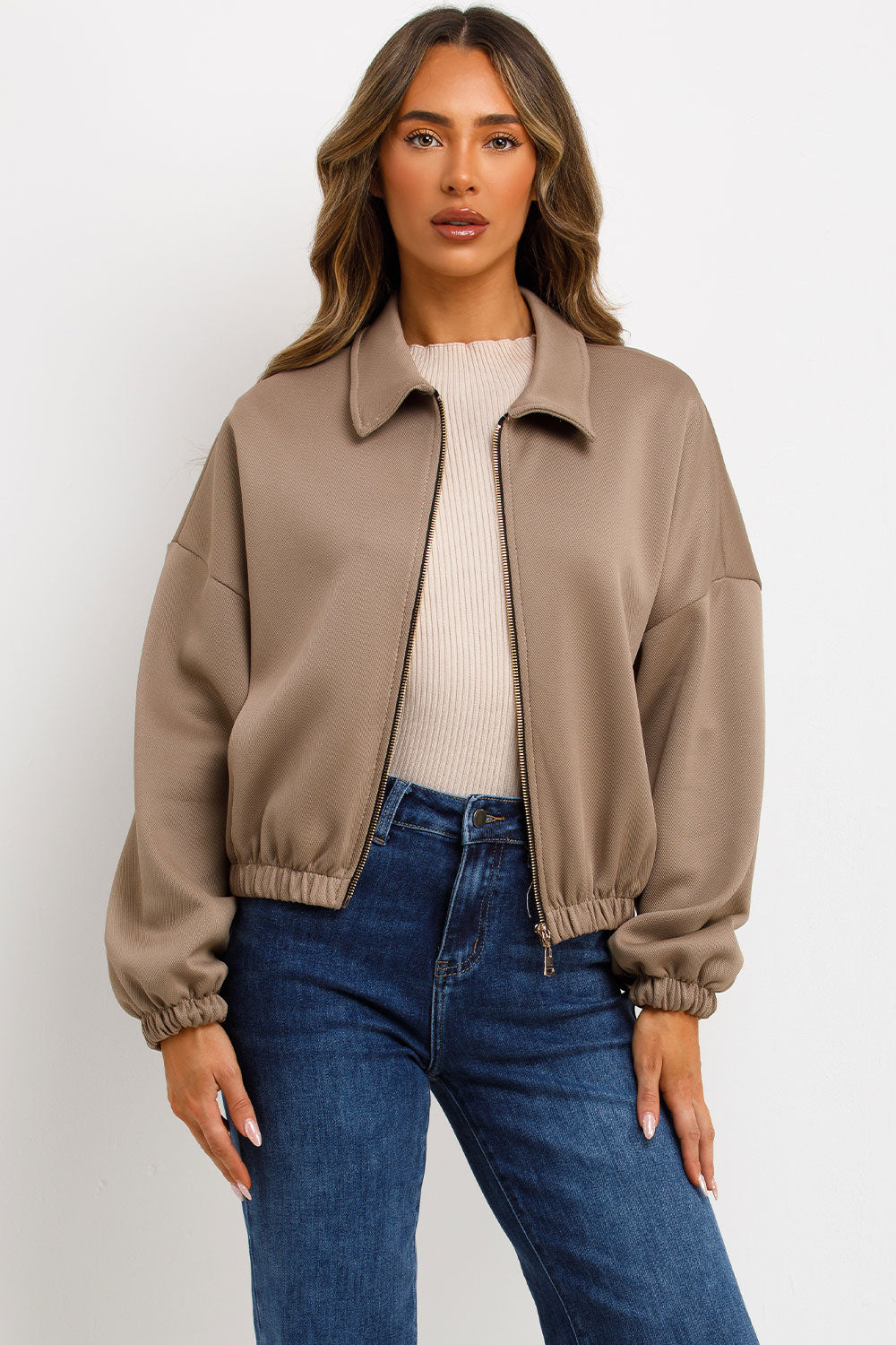 puffed bomber jacket with front pockets womens uk