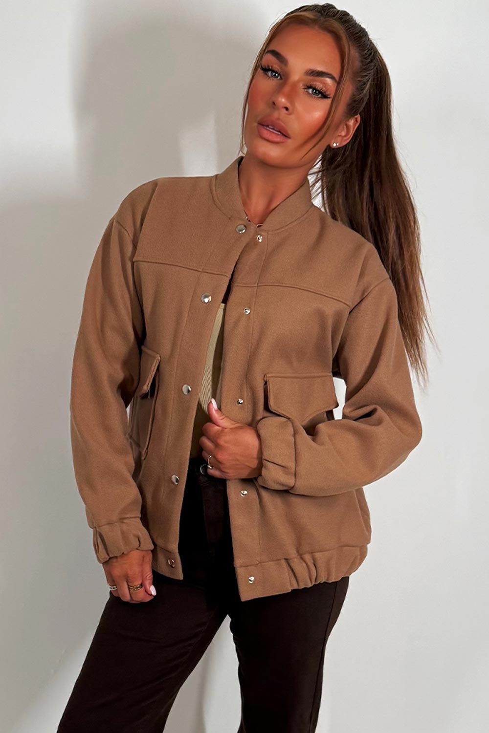 soft bomber jacket with long sleeves and pockets zara womens styledup
