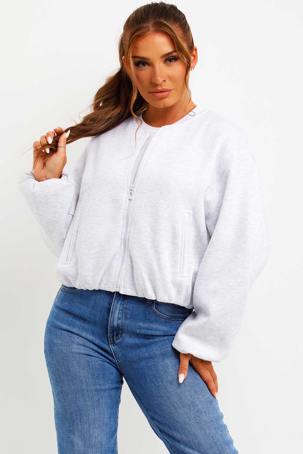 zara womens soft bomber jacket with zip and elasticated hem