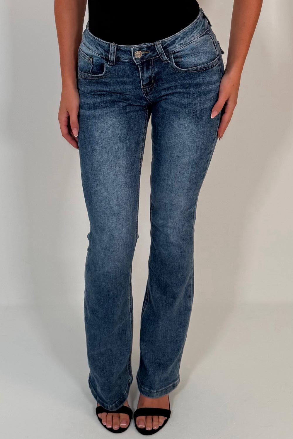 womens boot cut flared leg diamante rhinestone jeans styledup uk