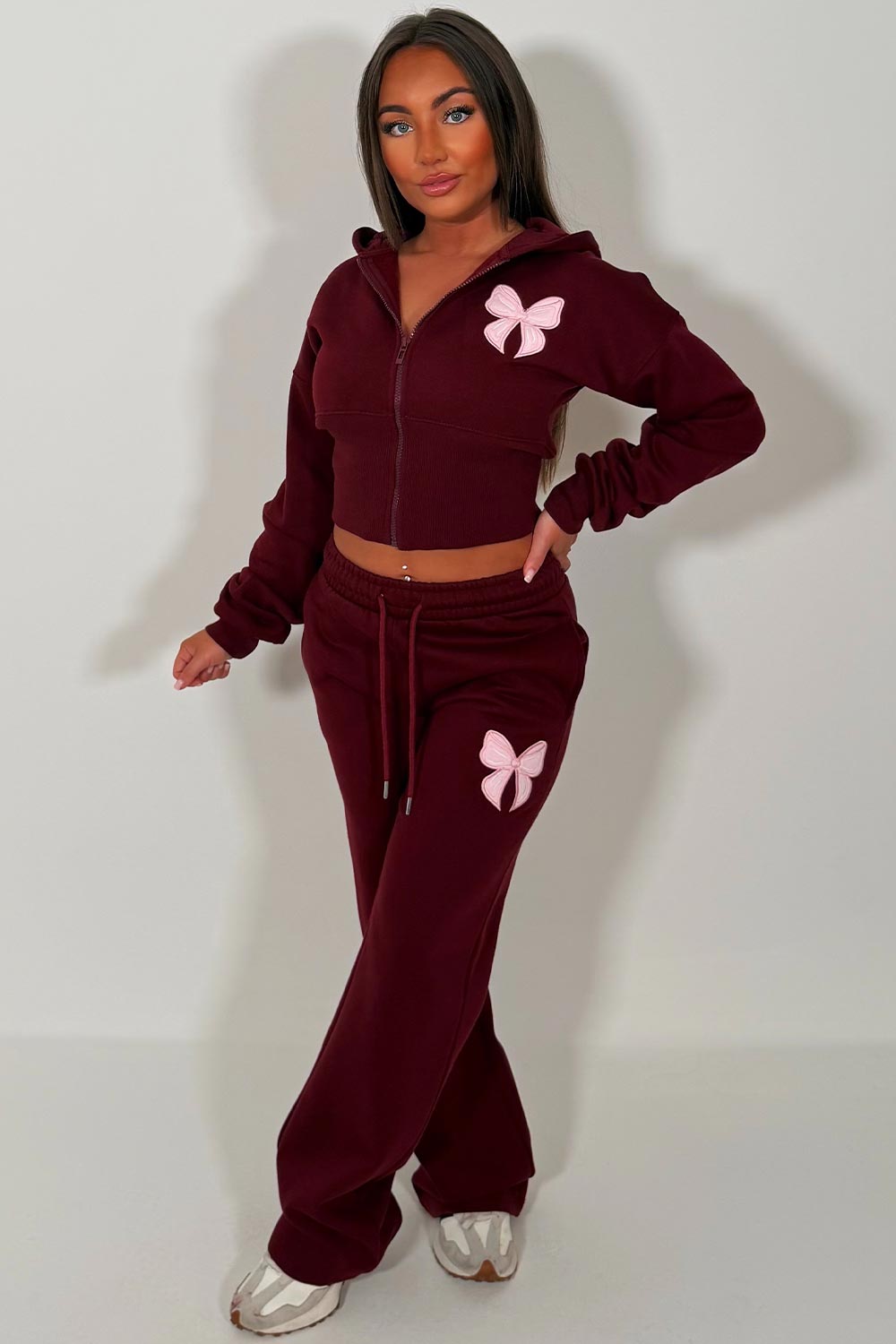 womens zara tracksuit set with bow embroidery styledup uk