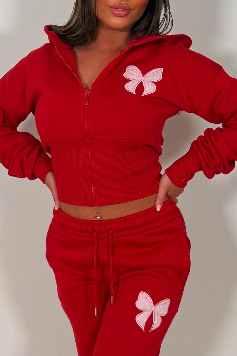 womens zara tracksuit set with bow embroidery styledup uk