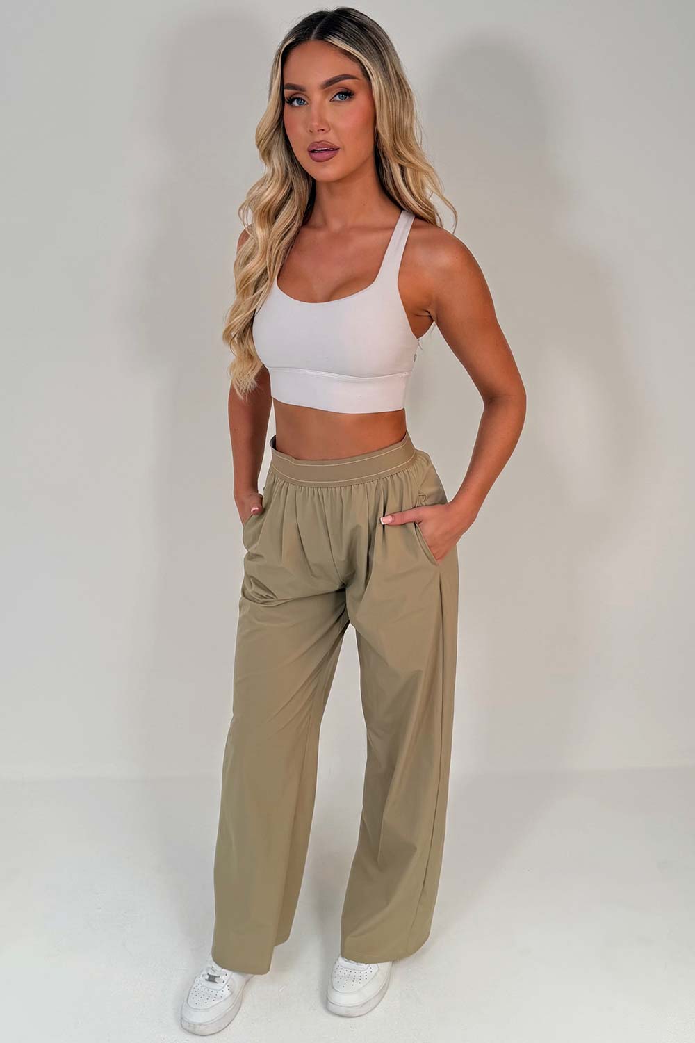 boxer style waist band wide leg trousers for womens alo uk