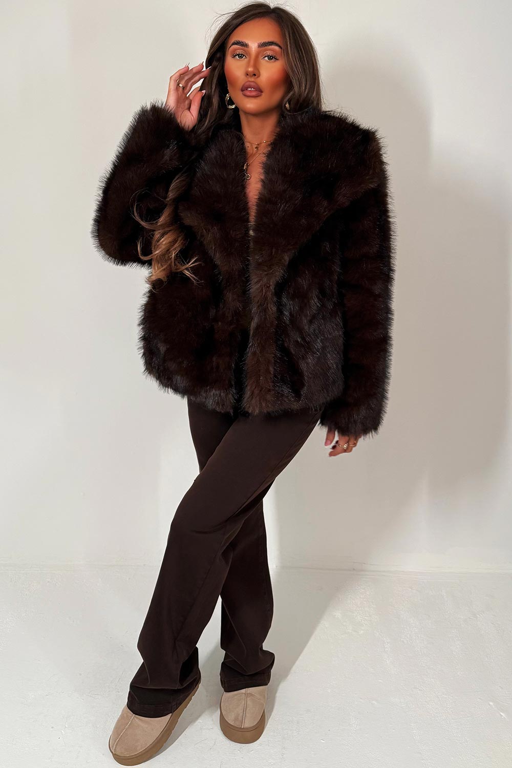 faux fur jacket with collars styledup